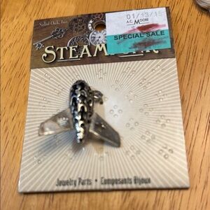 Solid Oak Steampunk Airplane Jewelry Part